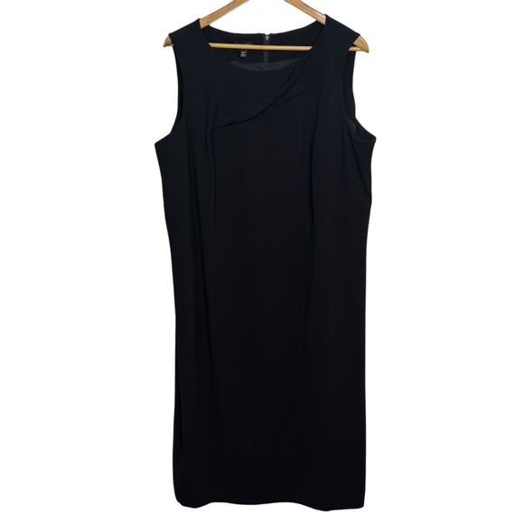 Talbots Woman Plus Size 18W Draped Neckline Black Sheath Dress - Picture 1 of 7
